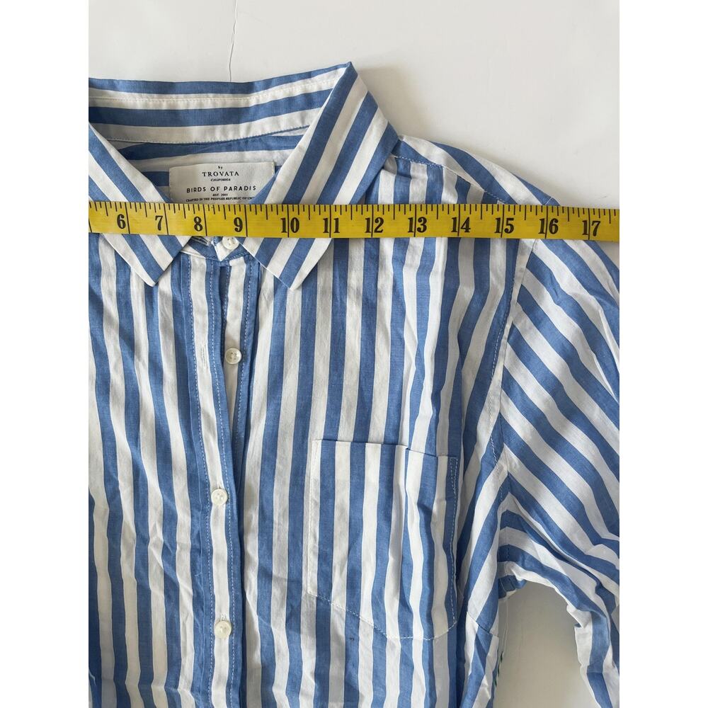 Birds Of Paradis Dress Womens Large Blue Stripe Shirt Belted Button Front Cotton - Picture 5 of 8